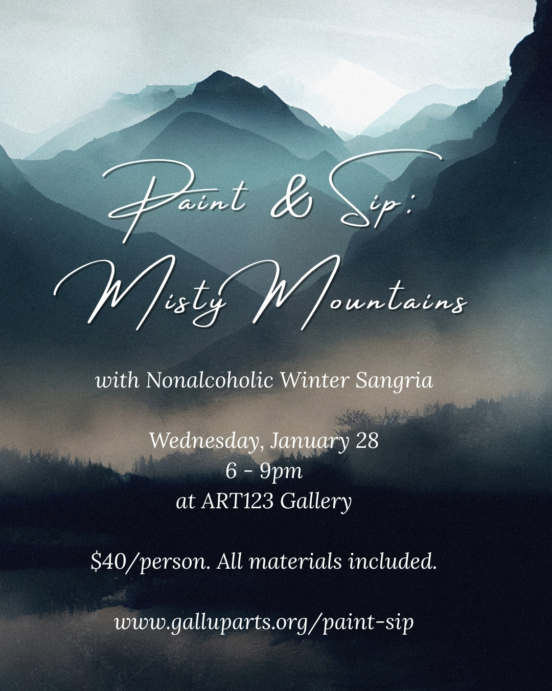 Paint & Sip Misty Mountains January 28 2026